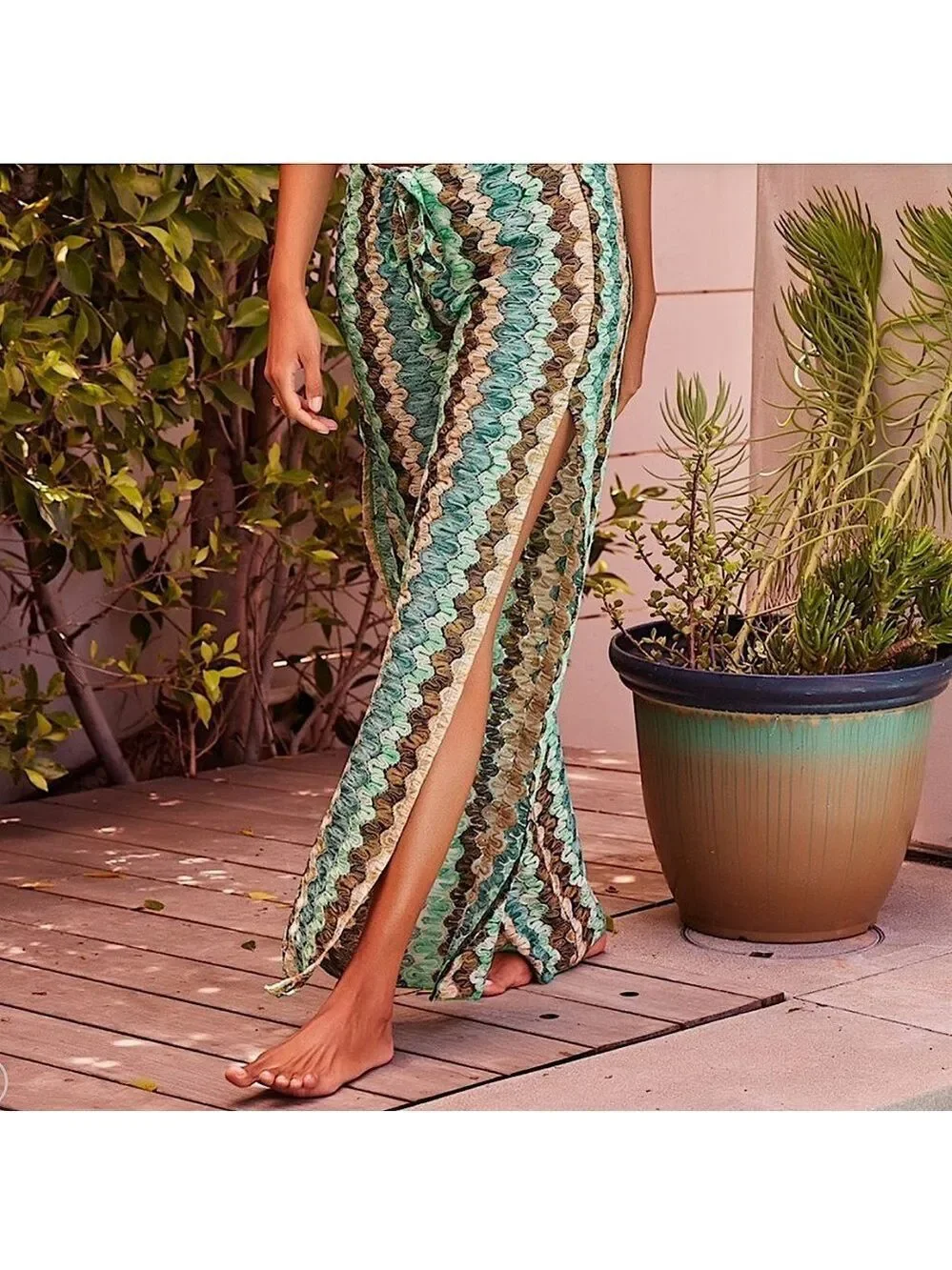Becca Manu Bay Crochet Knit Cover Up Pants Size L New